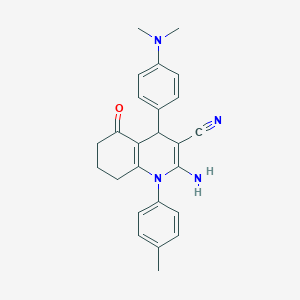 molecular formula C25H26N4O B392750 2-Amino-4-[4-(dimethylamino)phenyl]-1-(4-methylphenyl)-5-oxo-1,4,5,6,7,8-hexahydro-3-quinolinecarbonitrile 