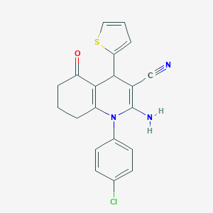 molecular formula C20H16ClN3OS B392751 2-Amino-1-(4-chlorophenyl)-5-oxo-4-(2-thienyl)-1,4,5,6,7,8-hexahydro-3-quinolinecarbonitrile 