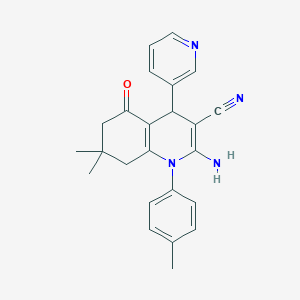 molecular formula C24H24N4O B392752 2-Amino-7,7-dimethyl-1-(4-methylphenyl)-5-oxo-4-(3-pyridinyl)-1,4,5,6,7,8-hexahydro-3-quinolinecarbonitrile 