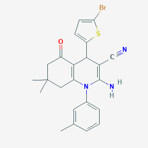 molecular formula C23H22BrN3OS B392753 2-Amino-4-(5-bromo-2-thienyl)-7,7-dimethyl-1-(3-methylphenyl)-5-oxo-1,4,5,6,7,8-hexahydro-3-quinolinecarbonitrile 