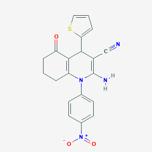 2-Amino-1-(4-nitrophenyl)-5-oxo-4-(2-thienyl)-1,4,5,6,7,8-hexahydro-3-quinolinecarbonitrile