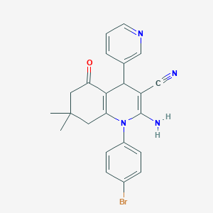 molecular formula C23H21BrN4O B392759 2-Amino-1-(4-bromophenyl)-7,7-dimethyl-5-oxo-4-(3-pyridinyl)-1,4,5,6,7,8-hexahydro-3-quinolinecarbonitrile 