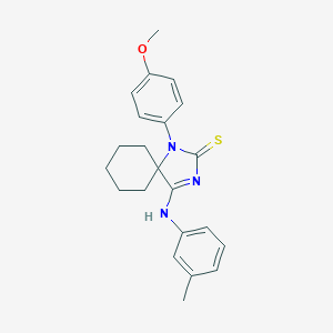 molecular formula C22H25N3OS B392761 1-(4-Methoxyphenyl)-4-[(3-methylphenyl)imino]-1,3-diazaspiro[4.5]decane-2-thione 