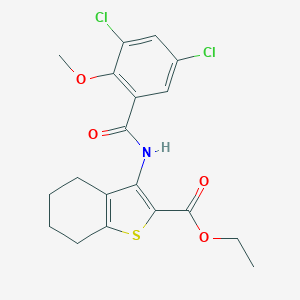 molecular formula C19H19Cl2NO4S B392762 Ethyl 3-[(3,5-dichloro-2-methoxybenzoyl)amino]-4,5,6,7-tetrahydro-1-benzothiophene-2-carboxylate 