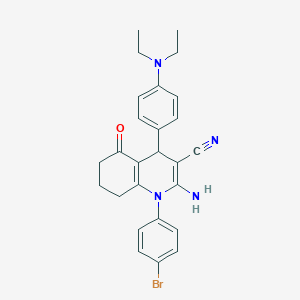 molecular formula C26H27BrN4O B392763 2-Amino-1-(4-bromophenyl)-4-[4-(diethylamino)phenyl]-5-oxo-1,4,5,6,7,8-hexahydro-3-quinolinecarbonitrile 