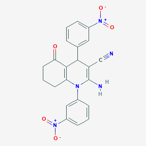 molecular formula C22H17N5O5 B392765 2-Amino-1,4-bis(3-nitrophenyl)-5-oxo-1,4,5,6,7,8-hexahydro-3-quinolinecarbonitrile 