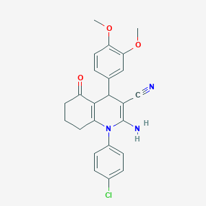 2-Amino-1-(4-chlorophenyl)-4-(3,4-dimethoxyphenyl)-5-oxo-1,4,5,6,7,8-hexahydro-3-quinolinecarbonitrile