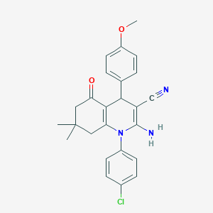 2-Amino-1-(4-chlorophenyl)-4-(4-methoxyphenyl)-7,7-dimethyl-5-oxo-1,4,5,6,7,8-hexahydro-3-quinolinecarbonitrile