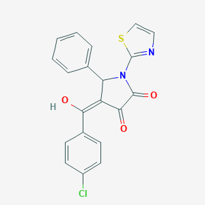 molecular formula C20H13ClN2O3S B392773 4-(4-chlorobenzoyl)-3-hydroxy-5-phenyl-1-(1,3-thiazol-2-yl)-1,5-dihydro-2H-pyrrol-2-one 