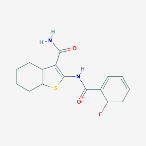 molecular formula C16H15FN2O2S B392781 2-[(2-Fluorobenzoyl)amino]-4,5,6,7-tetrahydro-1-benzothiophene-3-carboxamide CAS No. 304685-77-6