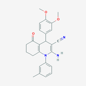 2-Amino-4-(3,4-dimethoxyphenyl)-1-(3-methylphenyl)-5-oxo-1,4,5,6,7,8-hexahydro-3-quinolinecarbonitrile