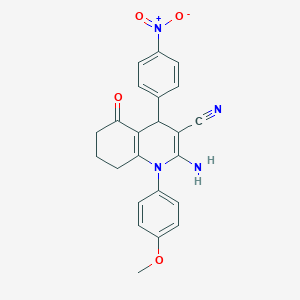 molecular formula C23H20N4O4 B392784 2-Amino-1-(4-methoxyphenyl)-4-(4-nitrophenyl)-5-oxo-1,4,5,6,7,8-hexahydro-3-quinolinecarbonitrile 