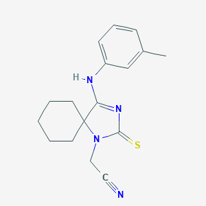 {4-[(3-Methylphenyl)imino]-2-thioxo-1,3-diazaspiro[4.5]dec-1-yl}acetonitrile