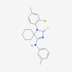 molecular formula C22H24BrN3S B392787 1-(2-Bromo-4-methylphenyl)-4-[(3-methylphenyl)imino]-1,3-diazaspiro[4.5]decane-2-thione 