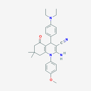 molecular formula C29H34N4O2 B392789 2-Amino-4-[4-(diethylamino)phenyl]-1-(4-methoxyphenyl)-7,7-dimethyl-5-oxo-1,4,5,6,7,8-hexahydro-3-quinolinecarbonitrile 