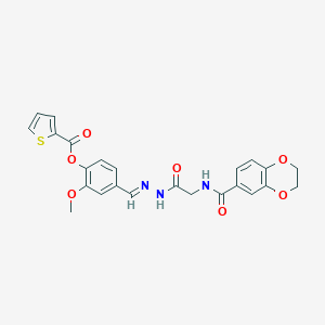 molecular formula C24H21N3O7S B392803 4-[((E)-2-{2-[(2,3-dihydro-1,4-benzodioxin-6-ylcarbonyl)amino]acetyl}hydrazono)methyl]-2-methoxyphenyl 2-thiophenecarboxylate 