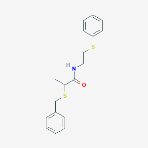 molecular formula C18H21NOS2 B3928060 2-(benzylthio)-N-[2-(phenylthio)ethyl]propanamide 