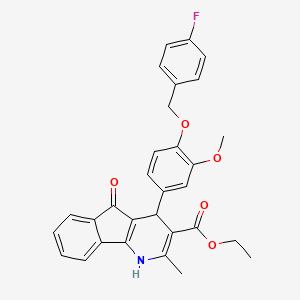 molecular formula C30H26FNO5 B3928075 ethyl 4-{4-[(4-fluorobenzyl)oxy]-3-methoxyphenyl}-2-methyl-5-oxo-4,5-dihydro-1H-indeno[1,2-b]pyridine-3-carboxylate 