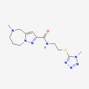 molecular formula C13H20N8OS B3928114 5-methyl-N-{2-[(1-methyl-1H-tetrazol-5-yl)thio]ethyl}-5,6,7,8-tetrahydro-4H-pyrazolo[1,5-a][1,4]diazepine-2-carboxamide 