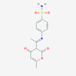 molecular formula C14H14N2O5S B392817 4-[1-(6-Methyl-2,4-dioxopyran-3-yl)ethylideneamino]benzenesulfonamide 