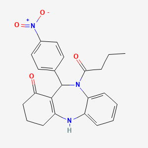 molecular formula C23H23N3O4 B3928213 10-butyryl-11-(4-nitrophenyl)-2,3,4,5,10,11-hexahydro-1H-dibenzo[b,e][1,4]diazepin-1-one 