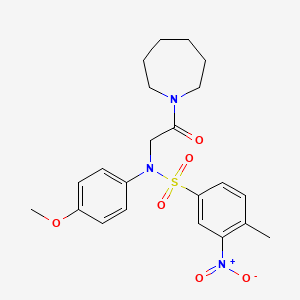 molecular formula C22H27N3O6S B3928227 N-[2-(1-azepanyl)-2-oxoethyl]-N-(4-methoxyphenyl)-4-methyl-3-nitrobenzenesulfonamide 