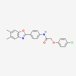 2-(4-chlorophenoxy)-N-[4-(5,6-dimethyl-1,3-benzoxazol-2-yl)phenyl]acetamide