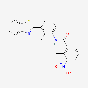 molecular formula C22H17N3O3S B3928252 N-[3-(1,3-benzothiazol-2-yl)-2-methylphenyl]-2-methyl-3-nitrobenzamide 