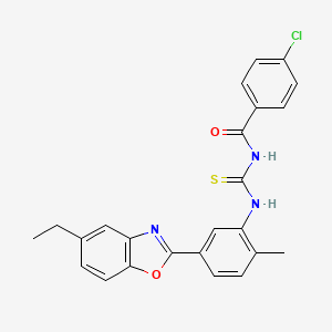 4-chloro-N-({[5-(5-ethyl-1,3-benzoxazol-2-yl)-2-methylphenyl]amino}carbonothioyl)benzamide