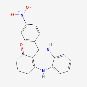 molecular formula C19H17N3O3 B3928329 11-(4-nitrophenyl)-2,3,4,5,10,11-hexahydro-1H-dibenzo[b,e][1,4]diazepin-1-one 