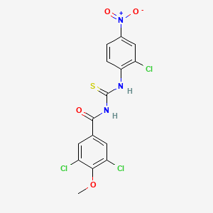 molecular formula C15H10Cl3N3O4S B3928359 3,5-dichloro-N-[(2-chloro-4-nitrophenyl)carbamothioyl]-4-methoxybenzamide 