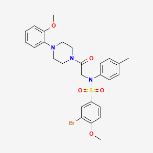 molecular formula C27H30BrN3O5S B3928414 3-bromo-4-methoxy-N-{2-[4-(2-methoxyphenyl)-1-piperazinyl]-2-oxoethyl}-N-(4-methylphenyl)benzenesulfonamide 