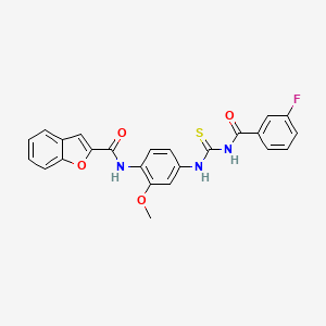 molecular formula C24H18FN3O4S B3928451 N-[4-({[(3-fluorobenzoyl)amino]carbonothioyl}amino)-2-methoxyphenyl]-1-benzofuran-2-carboxamide 