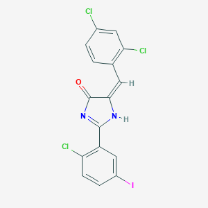 molecular formula C16H8Cl3IN2O B392847 (5E)-2-(2-chloro-5-iodophenyl)-5-[(2,4-dichlorophenyl)methylidene]-1H-imidazol-4-one 