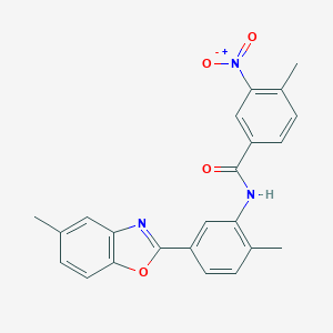 4-methyl-N-[2-methyl-5-(5-methyl-1,3-benzoxazol-2-yl)phenyl]-3-nitrobenzamide