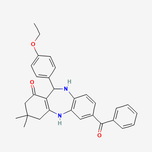 molecular formula C30H30N2O3 B3928480 11-(4-ethoxyphenyl)-3,3-dimethyl-7-(phenylcarbonyl)-2,3,4,5,10,11-hexahydro-1H-dibenzo[b,e][1,4]diazepin-1-one 