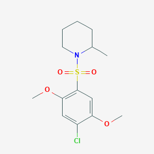 molecular formula C14H20ClNO4S B3928500 1-[(4-chloro-2,5-dimethoxyphenyl)sulfonyl]-2-methylpiperidine 