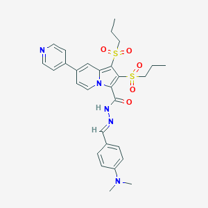 molecular formula C29H33N5O5S2 B392852 N'-[4-(dimethylamino)benzylidene]-1,2-bis(propylsulfonyl)-7-(4-pyridinyl)-3-indolizinecarbohydrazide 