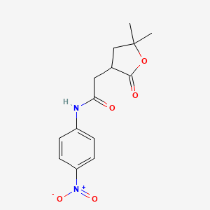 molecular formula C14H16N2O5 B3928590 2-(5,5-dimethyl-2-oxooxolan-3-yl)-N-(4-nitrophenyl)acetamide 