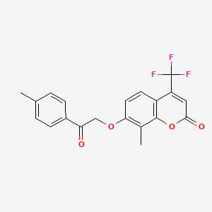 molecular formula C20H15F3O4 B3928617 8-methyl-7-[2-(4-methylphenyl)-2-oxoethoxy]-4-(trifluoromethyl)-2H-chromen-2-one 