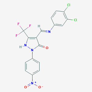 4-[(3,4-dichloroanilino)methylene]-2-{4-nitrophenyl}-5-(trifluoromethyl)-2,4-dihydro-3H-pyrazol-3-one