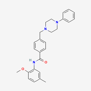 N-(2-methoxy-5-methylphenyl)-4-[(4-phenyl-1-piperazinyl)methyl]benzamide