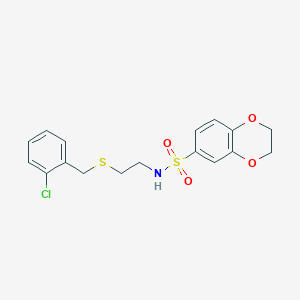 molecular formula C17H18ClNO4S2 B3928707 N-{2-[(2-chlorobenzyl)thio]ethyl}-2,3-dihydro-1,4-benzodioxine-6-sulfonamide 