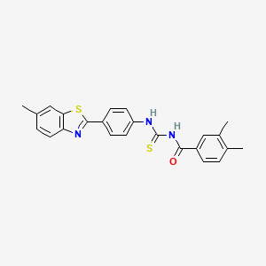 molecular formula C24H21N3OS2 B3928728 3,4-dimethyl-N-({[4-(6-methyl-1,3-benzothiazol-2-yl)phenyl]amino}carbonothioyl)benzamide 