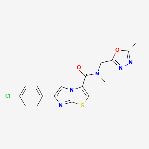 molecular formula C17H14ClN5O2S B3928756 6-(4-chlorophenyl)-N-methyl-N-[(5-methyl-1,3,4-oxadiazol-2-yl)methyl]imidazo[2,1-b][1,3]thiazole-3-carboxamide 