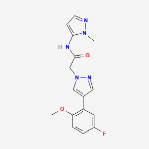 molecular formula C16H16FN5O2 B3928776 2-[4-(5-fluoro-2-methoxyphenyl)-1H-pyrazol-1-yl]-N-(1-methyl-1H-pyrazol-5-yl)acetamide 