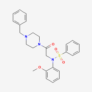 molecular formula C26H29N3O4S B3928823 N-[2-(4-benzylpiperazin-1-yl)-2-oxoethyl]-N-(2-methoxyphenyl)benzenesulfonamide 