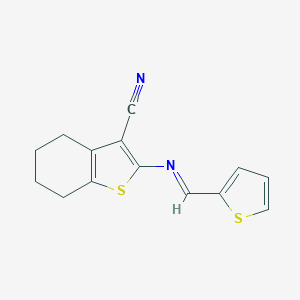 (E)-2-((thiophen-2-ylmethylene)amino)-4,5,6,7-tetrahydrobenzo[b]thiophene-3-carbonitrile