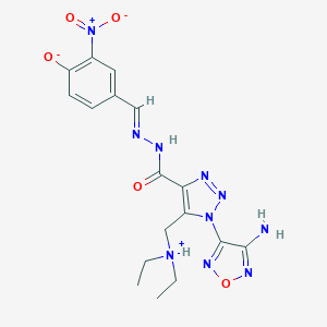 molecular formula C17H20N10O5 B392888 4-[(E)-[[1-(4-amino-1,2,5-oxadiazol-3-yl)-5-[(diethylazaniumyl)methyl]triazole-4-carbonyl]hydrazinylidene]methyl]-2-nitrophenolate 