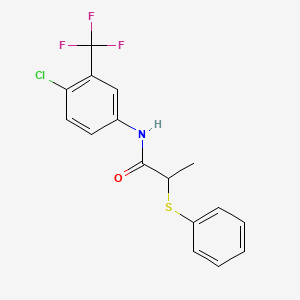 molecular formula C16H13ClF3NOS B3928925 N-[4-chloro-3-(trifluoromethyl)phenyl]-2-(phenylthio)propanamide 